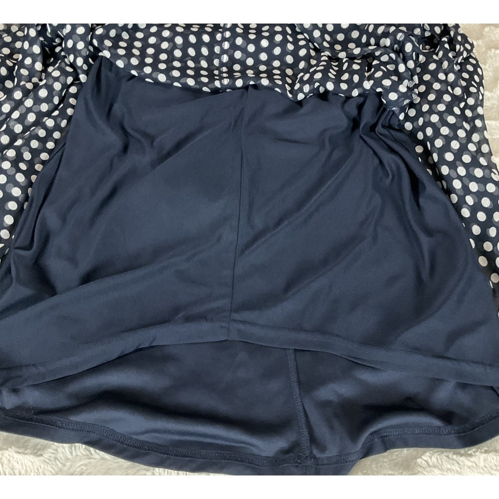 TOMMY HILFIGER Women's Size 14 Navy & White Polka Dot Chiffon High Low Dress - Picture 5 of 15